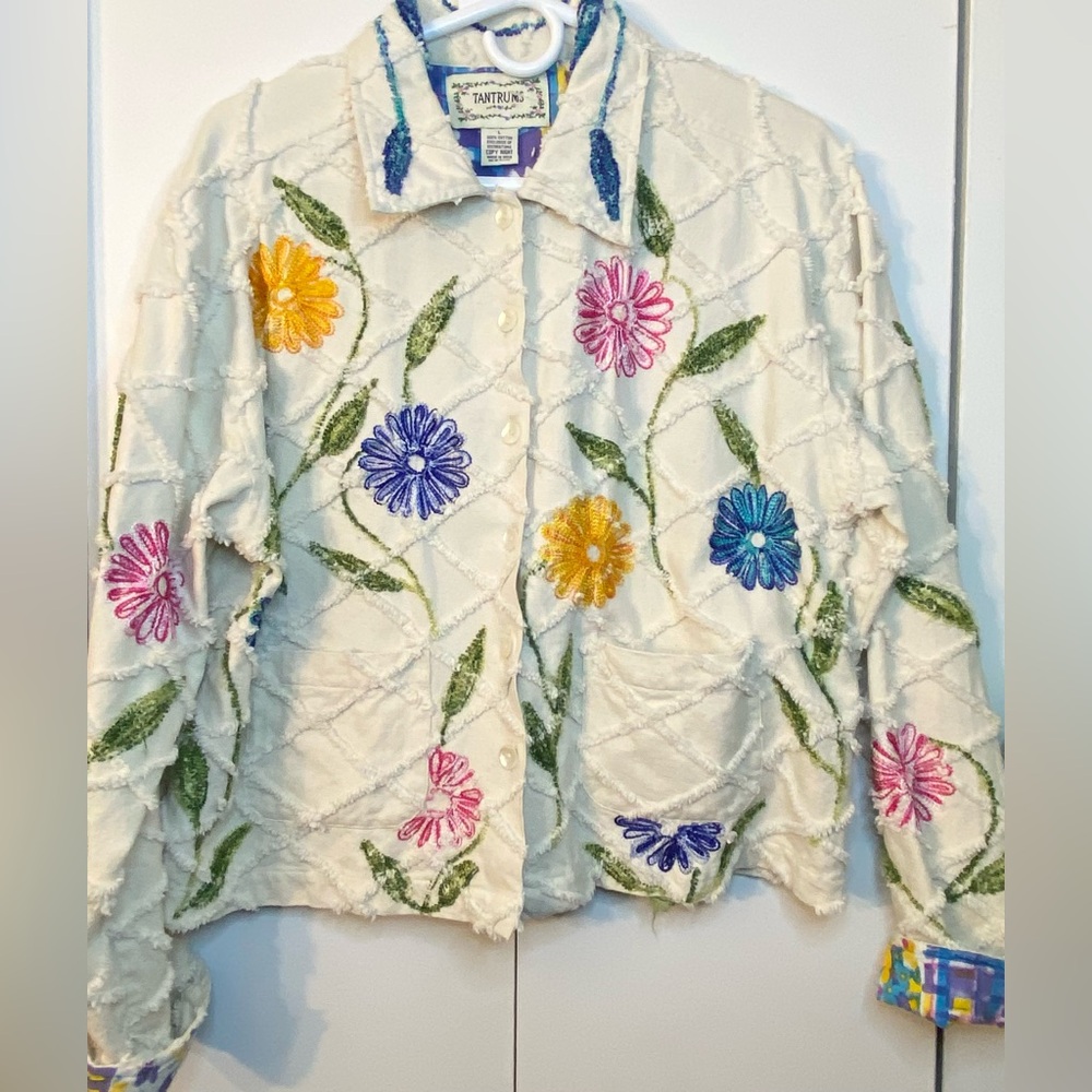 Tantrums 😍Vintage Embroidered Floral Chenille Jacket LNC! (L Ptp 22")